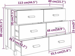 vidaXL Komoda, ciemnoszara, 113x40x80 cm, lite drewno sosnowe 8