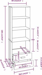 vidaXL Regał, biały, 60x35x180 cm, drewno sosnowe 8