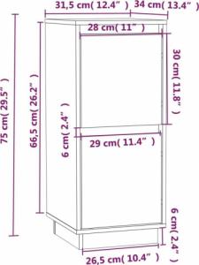 vidaXL Szafki, 2 szt., szare, 31,5 x 34 x 75 cm, lite drewno sosnowe 8