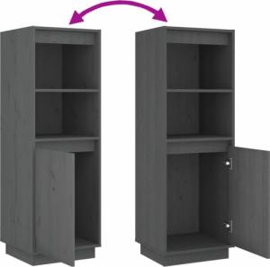 vidaXL Wysoka szafka, szara, 37x34x110 cm, lite drewno sosnowe 6