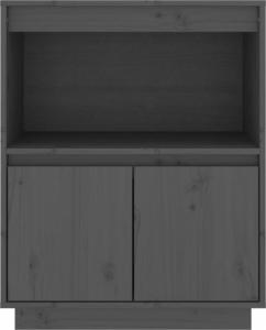 vidaXL Szafka, szara, 60 x 34 x 75 cm, lite drewno sosnowe 5