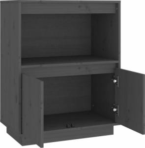 vidaXL Szafka, szara, 60 x 34 x 75 cm, lite drewno sosnowe 6