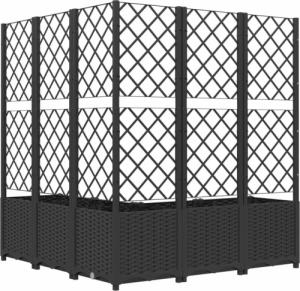 vidaXL Donica ogrodowa z kratką, czarna, 120x120x136 cm, PP 6