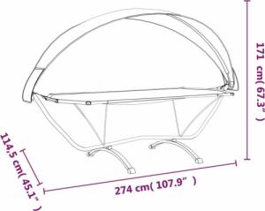 vidaXL Hamak z zadaszeniem, szary, stal i tkanina Oxford 7