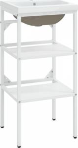 vidaXL Stelaż łazienkowy z wbudowaną umywalką, biały, żelazny 2