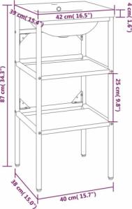 vidaXL Stelaż łazienkowy z wbudowaną umywalką, biały, żelazny 7