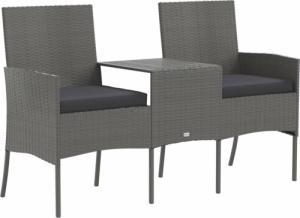vidaXL 2-osobowa sofa ogrodowa ze stolikiem, polirattan, antracytowa 2