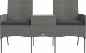 vidaXL 2-osobowa sofa ogrodowa ze stolikiem, polirattan, antracytowa 3