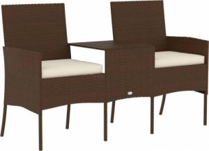 vidaXL 2-osobowa sofa ogrodowa ze stolikiem, rattan PE, brązowa 2