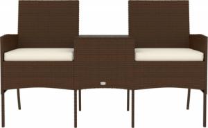 vidaXL 2-osobowa sofa ogrodowa ze stolikiem, rattan PE, brązowa 3