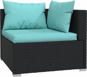 vidaXL 2-osobowa sofa ogrodowa z poduszkami, czarna, polirattan 5