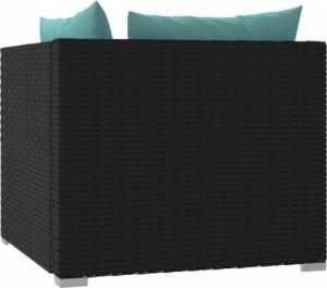 vidaXL 2-osobowa sofa ogrodowa z poduszkami, czarna, polirattan 7