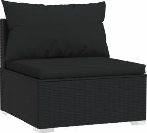 vidaXL 3-osobowa sofa z poduszkami, czarna, polirattan 3