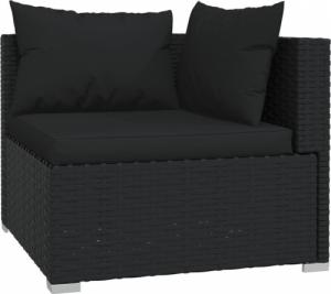 vidaXL 3-osobowa sofa z poduszkami, czarna, polirattan 5
