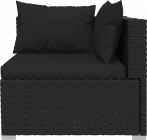 vidaXL 3-osobowa sofa z poduszkami, czarna, polirattan 6