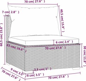 vidaXL 3-osobowa sofa z poduszkami, czarna, polirattan 7