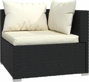 vidaXL 3-osobowa sofa z poduszkami, czarna, polirattanowa 4