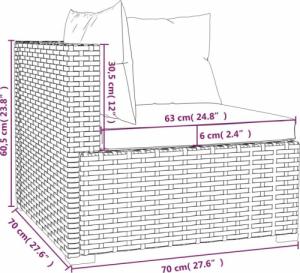 vidaXL 3-osobowa sofa z poduszkami, czarna, polirattanowa 7