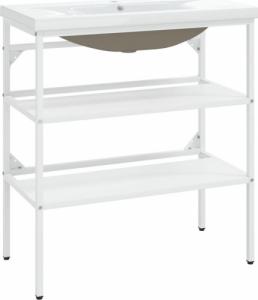 vidaXL Stelaż z wbudowaną umywalką, biały, żelazny 2