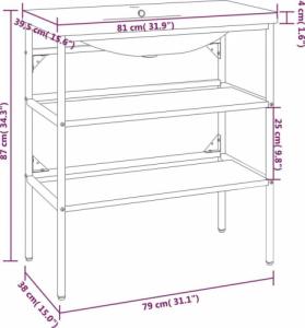 vidaXL Stelaż z wbudowaną umywalką, biały, żelazny 7