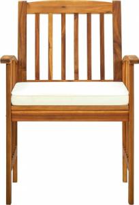 vidaXL Krzesła ogrodowe z poduszkami, 3 szt., lite drewno akacjowe 4