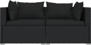 vidaXL 3-cz. zestaw wypoczynkowy do ogrodu, poduszki, czarny rattan PE 3