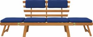 vidaXL Ławka ogrodowa z poduszkami, 2-w-1, 190 cm, drewno akacjowe 3