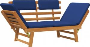 vidaXL Ławka ogrodowa z poduszkami, 2-w-1, 190 cm, drewno akacjowe 4