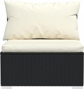 vidaXL Środkowy moduł sofy ogrodowej z poduszkami, rattan PE, czarny 3