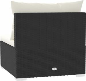 vidaXL Środkowy moduł sofy ogrodowej z poduszkami, rattan PE, czarny 4