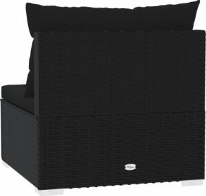 vidaXL Środkowy moduł sofy ogrodowej z poduszkami, rattan PE, czarny 4