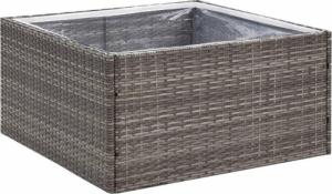 vidaXL Donica ogrodowa, szara, 80x80x40 cm, rattan PE 2