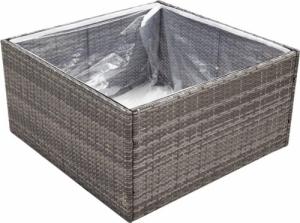vidaXL Donica ogrodowa, szara, 80x80x40 cm, rattan PE 3