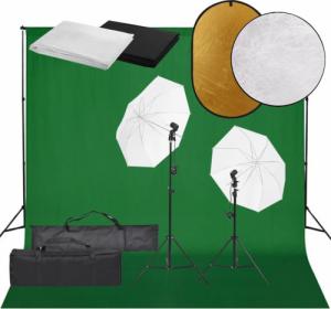 Zestaw studyjny vidaXL Fotograficzny zestaw studyjny z lampami, tłem i blendami 1
