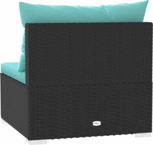 vidaXL Moduł sofy środkowej z poduszkami, czarny, rattan PE 5