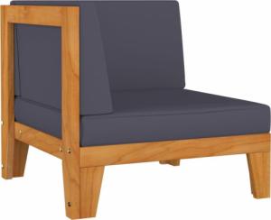 vidaXL Moduł sofy narożnej, ciemnoszare poduszki, drewno akacjowe 1