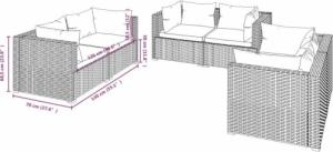 vidaXL 6-cz. zestaw wypoczynkowy do ogrodu, poduszki, czarny rattan PE 6