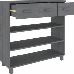 vidaXL Stolik konsolowy, ciemnoszary, 90x35x90 cm, lite drewno sosnowe 7
