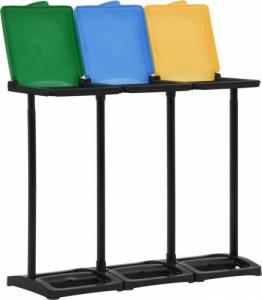 vidaXL Stojak na worki na śmieci z pokrywami, 240-330 L, kolory, PP 2