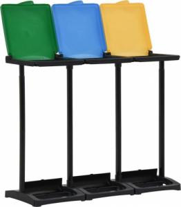 vidaXL Stojak na worki na śmieci z pokrywami, 240-330 L, kolory, PP 3