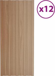 vidaXL Panele dachowe, 12 szt., stal, kolor jasnego drewna, 100x45 cm 1