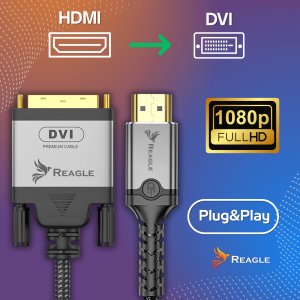Kabel Reagle HDMI - DVI-D 1.5m srebrny (RHDV150P) 2
