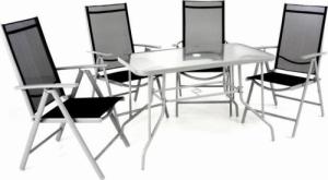 Garthen Zestaw ogrodowy składany stół + 4 krzesła - czarny 1