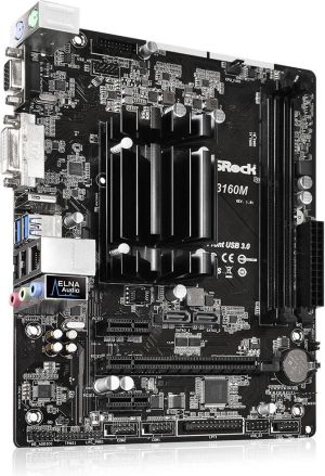 Płyta główna ASRock J3160M, J3160, DualDDR3-1600, SATA3, HDMI, DVI, D-Sub, USB 3.0, mATX 4