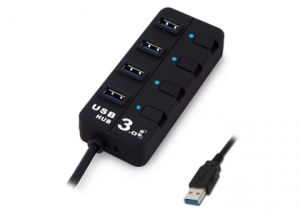 HUB USB S-link SL-U307B 4 x Port USB 3.0 - Aktwyny - Zasilacz 5V (opcjonalnie) - Status aktywności diody LED - Rozdzielacz/Rozgałęźnik 1