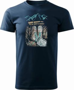 Topslang Koszulka outdoor w góry dla turysty namiot Tatry z butami męska granatowa REGULAR r. L 1