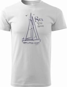 Topslang Koszulka żeglarska dla żeglarza z jachtem żaglówką męska biała REGULAR r. S 1