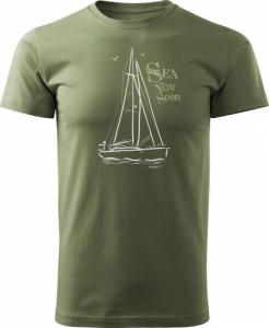 Topslang Koszulka żeglarska dla żeglarza z jachtem żaglówką męska khaki REGULAR r. M 1