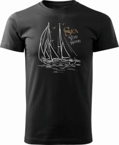Topslang Koszulka żeglarska dla żeglarza z jachtem żaglówką męska czarna REGULAR r. S 1