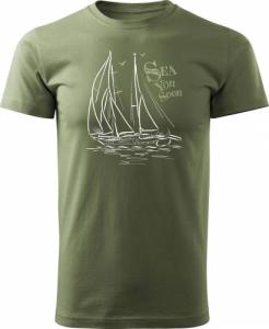 Topslang Koszulka żeglarska dla żeglarza z jachtem żaglówką męska khaki REGULAR r. M 1